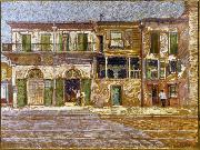 William Woodward Old Absinthe House, corner of Bourbon and Bienville Streets, New Orleans. USA oil painting artist